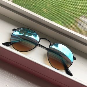 RAY-BAN blue flash round metal sunglasses